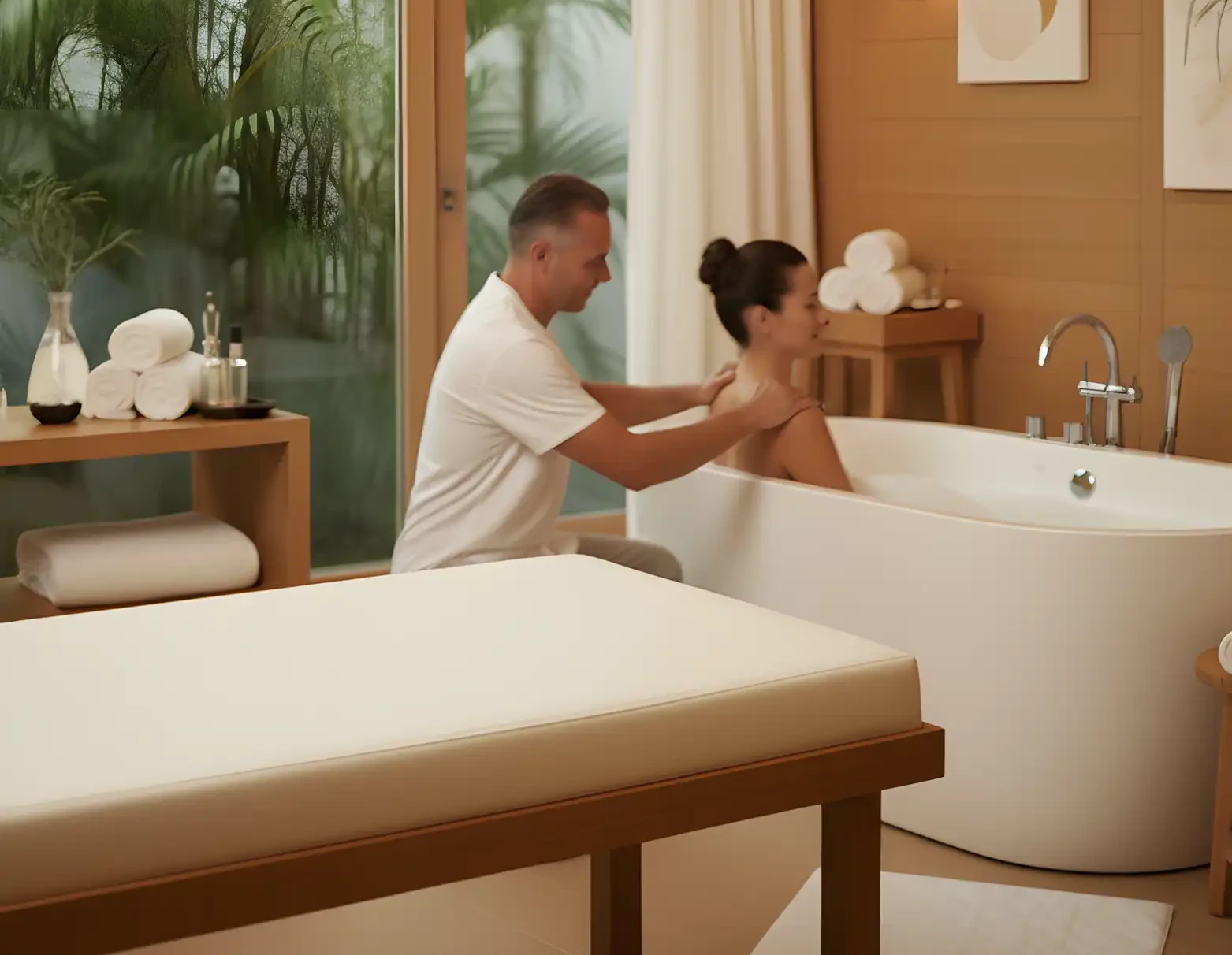 Water-based massage session in Crete in a spa-like environment